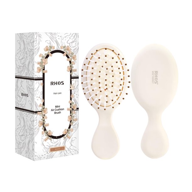 RHOS Mini cepillo de pelo para mujeres, hombres y niños, tamaño de viaje, cepillo de pelo para bolso, mochila, pequeño cepillo de paleta con cerdas suaves, mini cepillo desenredante para todo tipo de