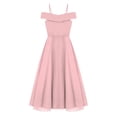 thumbnail image 4 of Kaerm Kids Girls Adjustable Spaghetti Strap Chiffon Dress Elegant Sleeveless Off Shoulder A-Line Pink 14, 4 of 5