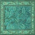 thumbnail image 1 of Ahgly Company Machine Washable Indoor Square Animal Turquoise Blue Traditional Area Rugs, 6' Square, 1 of 4