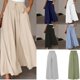 thumbnail image 2 of Women's Solid Color Trousers Elastic Belt Wide Leg High Waist Long Culottes, 2 of 5