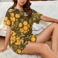 thumbnail image 4 of Sikiie Bees and Honeycombs Womens Pajama Sets Short Sleeve Top With Pants Sleepwear 2 Piece Lounge SetXX-Large, 4 of 6