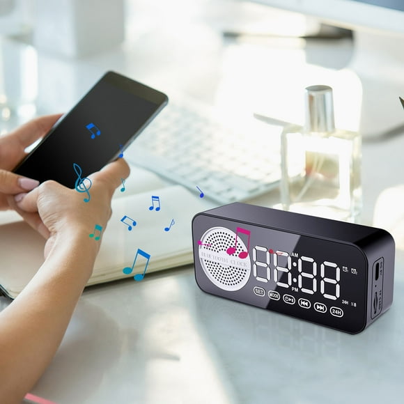 Intelligent Bluetooth Sound-Alarm Clock-Speaker-Clock Subwoofer- Portable Mini Desktop-Home- Outdoor Wireless- New Model