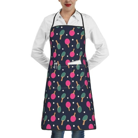 

Gaeub Ping Pong Rackets And Balls Kitchen Cooking Aprons Adjustable Bib Apron Waterdrop and Oil Resistant Kitchen Chef Apron for Women Men