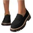 thumbnail image 4 of LOVZFMLL Women's Loafers Shoes Chunky Chunky Penny Loafer Comfortable Slip On Work Office Business Casual Dress Shoes Black 8.5, 4 of 9