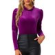 thumbnail image 1 of Blusa de Cuello Volante para Mujer Inspire Chic con Mangas Largas de Puff y Puntos Metálicos de Terciopelo L Morado, 1 of 6