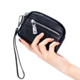 thumbnail image 2 of LHSHID Coin Purse for Women Genuine Leather Small Triple Zipper Coin Wallet Pouch with Removable Wristlet Strap, 2 of 7