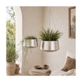 thumbnail image 3 of DecMode 5", 7"H Round Silver Metal Hanging Dome Wall Planter with Chain (2 Count), 3 of 11