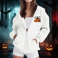thumbnail image 4 of thefmos Women's Hooded Zip Up Long Sleeve Halloween Print Jacket with Pocket Solid Color Casual Outerwear Fashion Fall Winter Outfit, White L, 4 of 8
