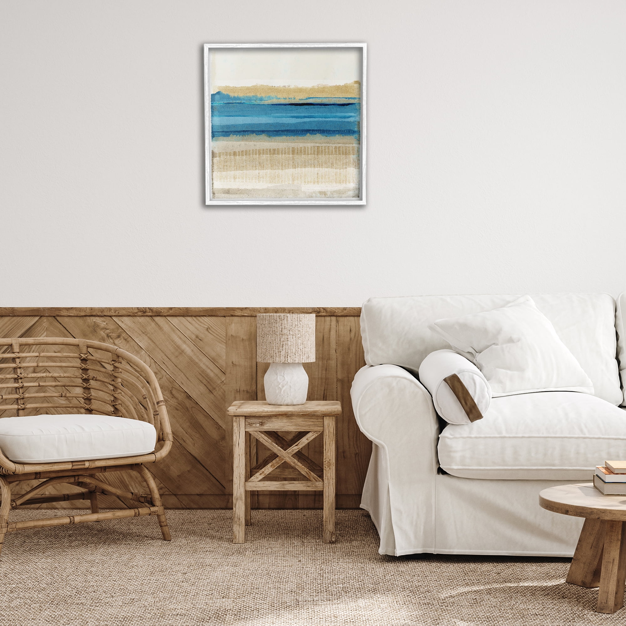 Stupell Industries Blue Daze Abstraction Abstract Painting White Framed Art Print Wall Art, 24 x 24