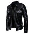 thumbnail image 2 of Munlar Biker Jacket- New Foreign Trade Motorcycle Leather Lapel Leather Leather Large Size Casual Mens Coats Winter Clearance Christmas Winter Coat Clearance, 2 of 9