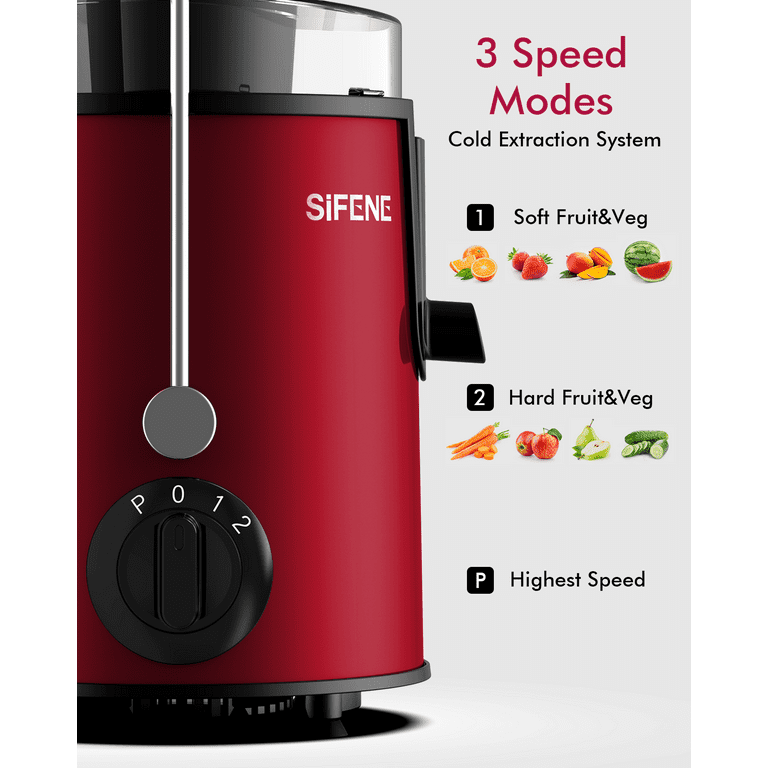  Effortless Juicer Machines, SiFENE 3 Big Mouth Centrifugal  Juicer for Fruits & Vegetables, Easy-Clean Juicing Maker, BPA-Free (Sleek  Stainless Steel Red): Home & Kitchen