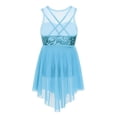 thumbnail image 4 of Yartina Girls Modern Lyrical Dance Costumes Dress Sequins Criss-Cross Back Ballet Light Blue 8, 4 of 6