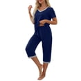thumbnail image 3 of MINTREUS Women's Pajama Sets Short Sleeve Shirt and Capri Soft Pajama Sets with Pockets S-4XL, 3 of 6