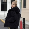 thumbnail image 2 of Jxximdong Fashion Coat for Women, Fuzzy Fleece Lapel Open Front Long Cardigan Coat Faux Warm Winter Outwear Jackets, Women's Coats Black, 2 of 4