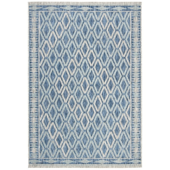 SAFAVIEH Courtyard Vermont Geometric Indoor/Outdoor Area Rug, Navy/Grey, 2'7" x 5'