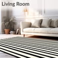 thumbnail image 2 of ODIKA 6'x9' Machine Washable Non-Slip Area Rug, Minimalist Ivory Black Contrast Striped High Traffic Rug, Black, 76043, 2 of 7