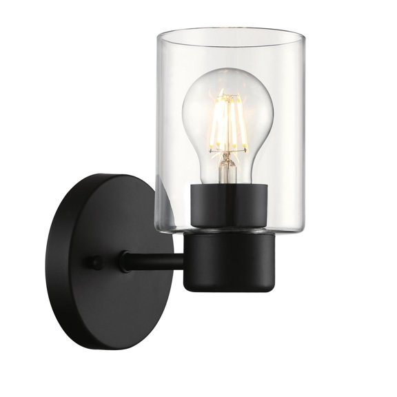 Westinghouse Sylvestre 1-Light Indoor Wall Fixture, Matte Black Finish with Clear Glass
