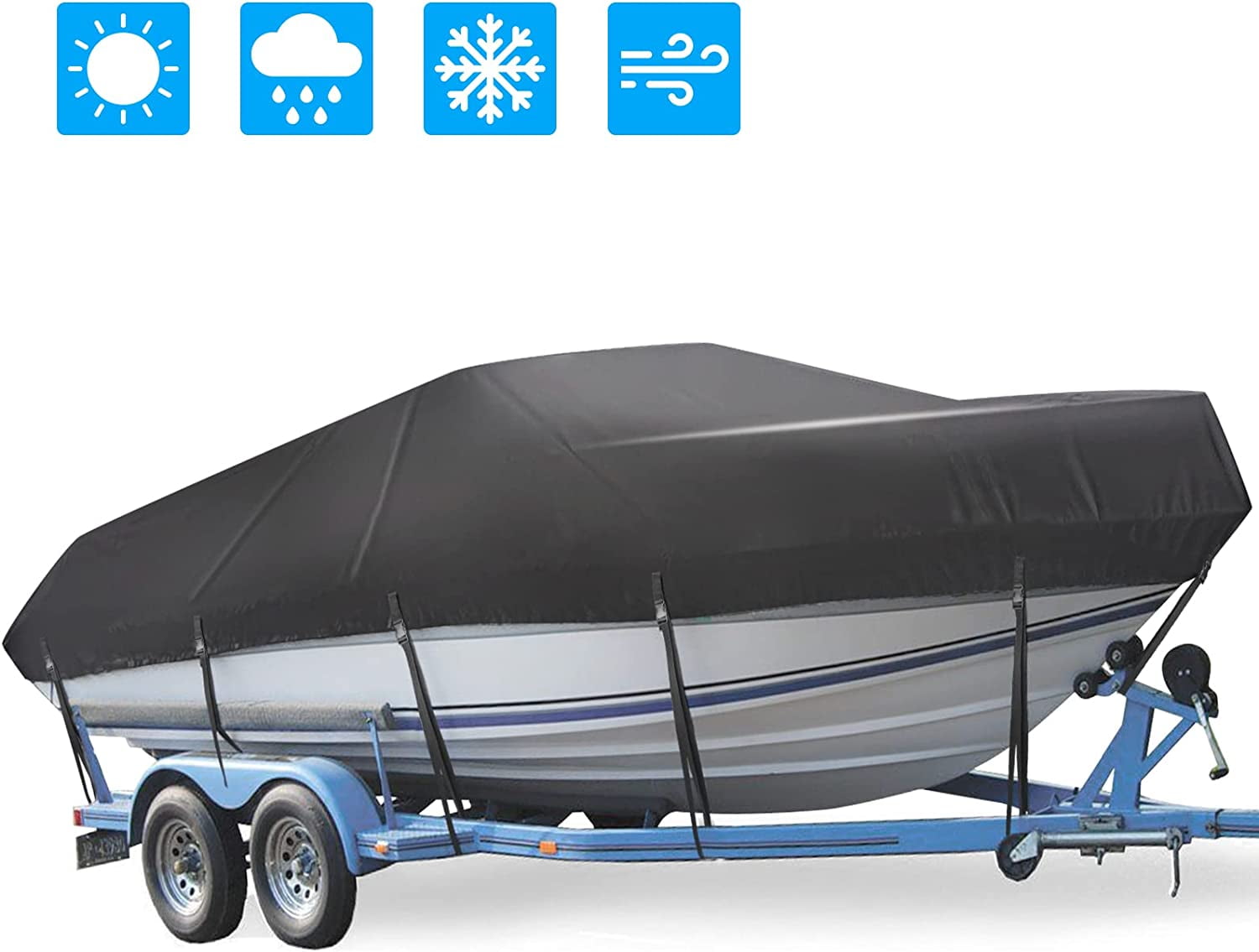 Boat Cover, Heavy Duty Waterproof Trailerable Boat Cover, SIOGOR