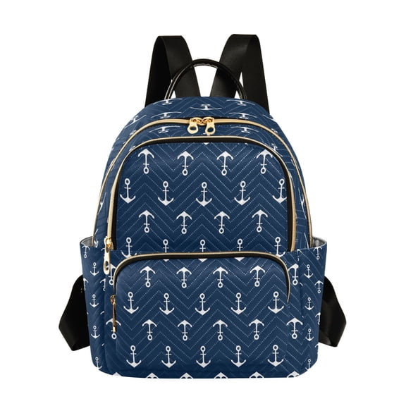 Qxltty Quilted Backpack for Women, Ship Anchor Travel Daypack with Front Pocket for Casual Daily Use