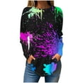 thumbnail image 3 of QATAINLAV Long Sleeve Shirts for Women Loose Fit Plus Size Pullover Tops 2024 Fall Fashion Graffiti Print Round Neck Blouse Streetwear Black L, 3 of 6
