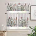 thumbnail image 2 of Spring Floral Kitchen Curtains, Gray Plaid Farmhouse Flowers Watercolor 3-Piece Kitchen Curtain Valance and Tiers Set 24 Inch Length, Rod Pocket Half Window Curtains for Cafe Living Room Bathroom, 2 of 6
