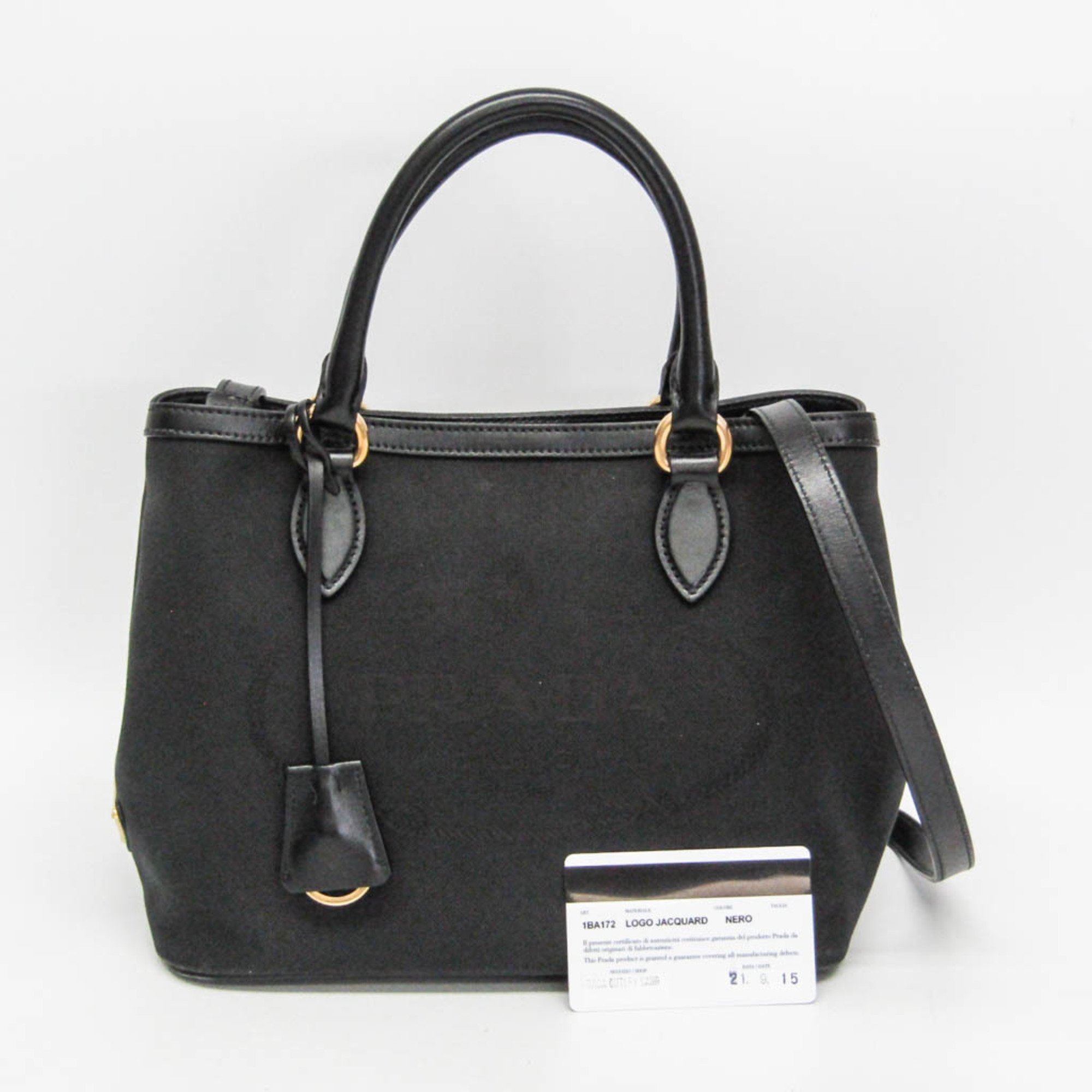 Pre-Owned Prada LOGO JACQUARD 1BA172 Women's Leather,Jacquard
