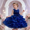 thumbnail image 2 of Miluxas Girls' Dress, Dress Party Flower Dress,Bridesmaid for Wedding,Birthday Party,Photoshoot, Special Occasion Dark Blue 6-7 Years, 2 of 5