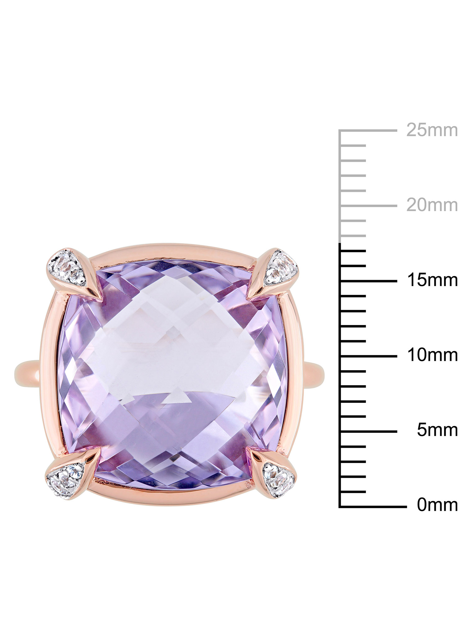 15-1/8 Carat T.G.W. Rose de France and White Sapphire 14kt Rose Gold Cocktail Ring - image 2 of 7