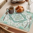 thumbnail image 3 of Bohemian Placemats Set of 1, Vintage Distressed Light Green Ethnic Geometric Floral Non-Slip Place Mats Washable Table Mats for Kitchen Dining Table Decorations Indoor/Outdoor, 3 of 9
