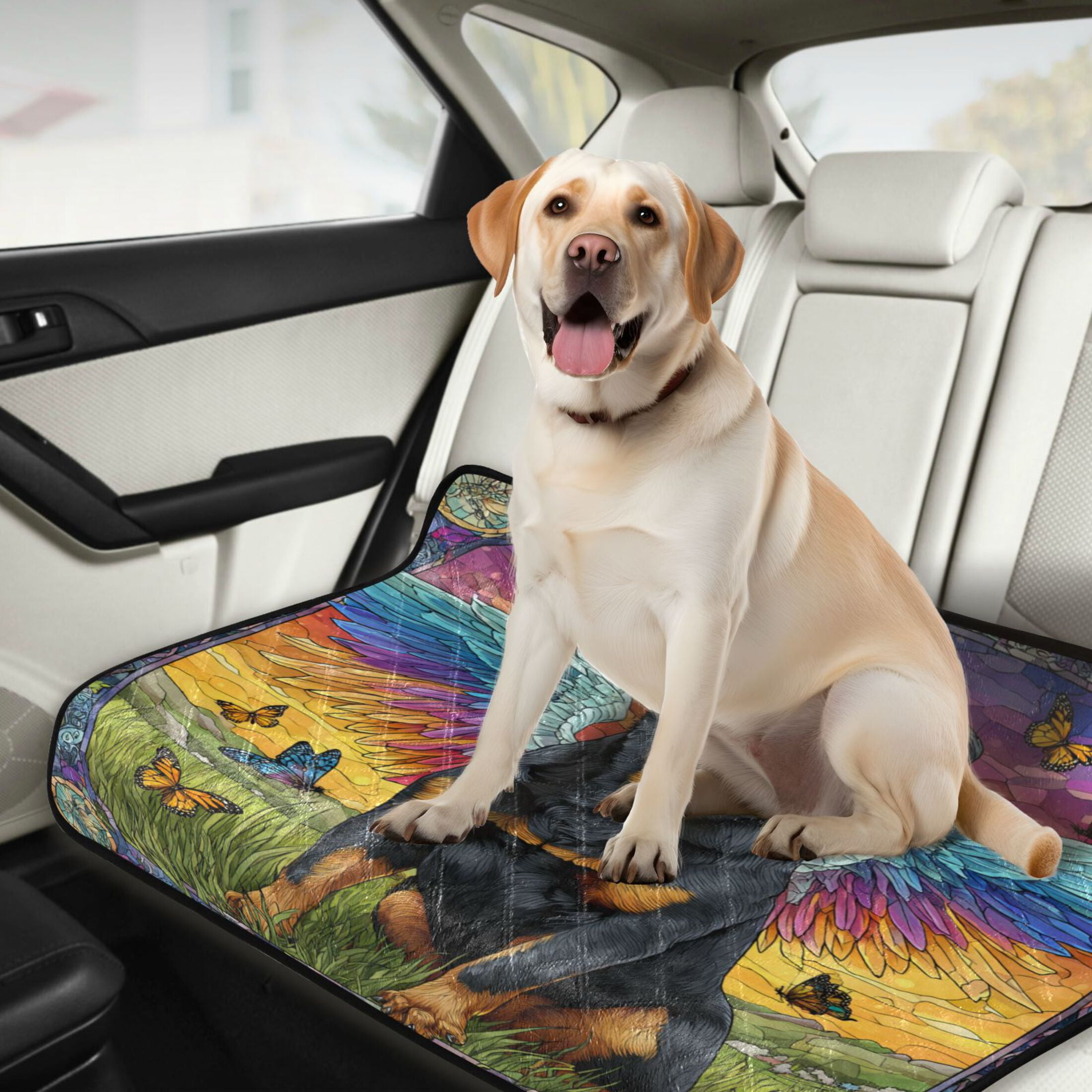Qxltty Cartoon Rottweiler Cat litter Pads Pet Set of 2 Diaper Mats Center Anti-leakage Layer Absorbent Soft and Comfortable