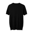 thumbnail image 4 of Arlun Women's Short Sleeve V-Neck Sweaters Casual Lightweight Solid Color Knit Sweater Soft Comfortable Base Layer Pullover Tops Black3 XXL, 4 of 5