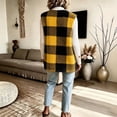 thumbnail image 6 of Kinrui Women's Plaid Fleece Vests Tops Zip Up Collarless Sleeveless Fall Jacket Lightweight Fuzzy Outerwear with Pockects Yellow XXL, 6 of 6