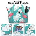 thumbnail image 2 of Tote Bag for Women - Flamingo and Palm Leaves Tropical Hawaii Shoulder Bag - Large Utility Work Duffle Bag with Zipper Handbag for Travel, Work, Sprots, 2 of 5