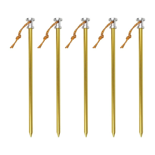 Estacas para tienda de campaña Strade Fareast Limited 5 estacas con tornillos y anclajes para el suelo dorado