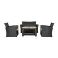 thumbnail image 2 of 4-Piece Conversation Outdoor Patio Sofa Set with Cushions, Black/Beige, 2 of 13