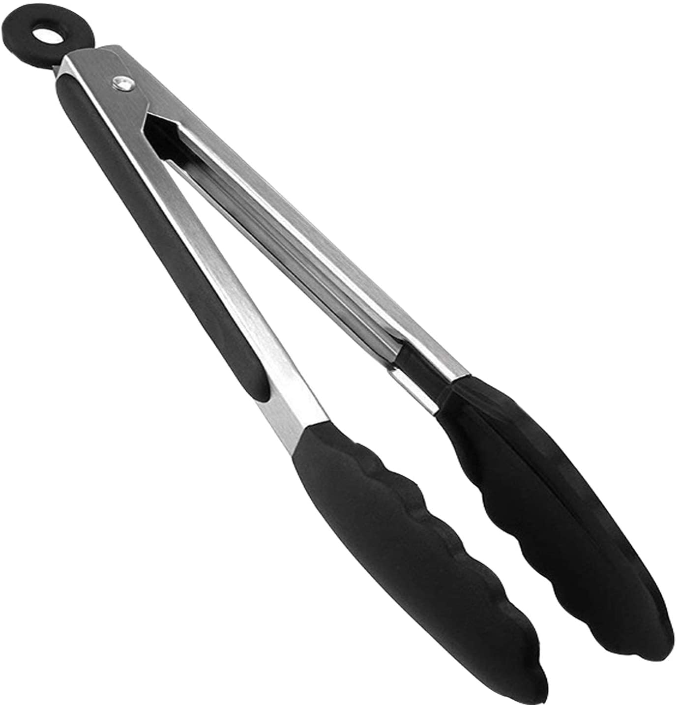 2Pcs Stainless Steel Kitchen Tongs w/Silicone Tip Cooking Noodles Salad  Grilling
