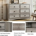thumbnail image 4 of Relefree 6 Drawer Double Dresser, Modern Wood Horizontal Cabinet Dresser Chest of Drawers for Bedroom, Living Room, Adult, Gray Wash, 4 of 8
