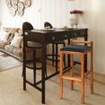 thumbnail image 4 of Gymax Ensemble de 2 Acacia Bois Tabourets 28.5" Chaise de Bar Rembourré Brun Rougeâtre Intérieur, 4 of 10