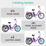 MOONCOOL 24/26 Electric Tricycle for Adults, 700W Peak Motor,7 Speeds Electric Trike w/ 36V 10.4Ah Removable lithium battery,3 Wheels Unisex Electric Bikes,16MPH,40Miles