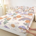 thumbnail image 3 of Feelyou Cute Groovy Flower Queen Sheet Sets, Cartoon Rainbow Kid Bed Set, 4pcs, 3 of 7