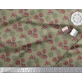 thumbnail image 2 of Soimoi Tissu en Poly Georgette Vert Imprimé Feuilles & Roses au Mètre 42 Pouces de Large, 2 of 3