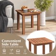 thumbnail image 5 of Topbuy 1PC Patio Hardwood End Table Square Side Table with Slatted Tabletop Small Coffee Bistro Table Indoor Outdoor Side Table, 5 of 9