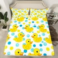 thumbnail image 2 of Manfei Lovely Cartoon Duck Bed Sheets,Geometric Polka Dot King Sheets,Yellow Blue Sheet Set For Child,Breathable Home Decor,4pcs, 2 of 7