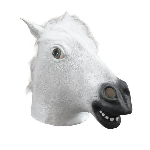 Máscara de cabeza de animal, tocado de animal para disfraces, espectáculos de Halloween Caballo blanco