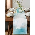 thumbnail image 4 of Table Runner Dresser Scarves 48 Inch Long, Modern Minimalist Graffiti Artwork Linen Dining Table Runners Teal Gray White Oil Painting Tabletop Scarf for Wedding Holiday Party Kitchen, 4 of 7