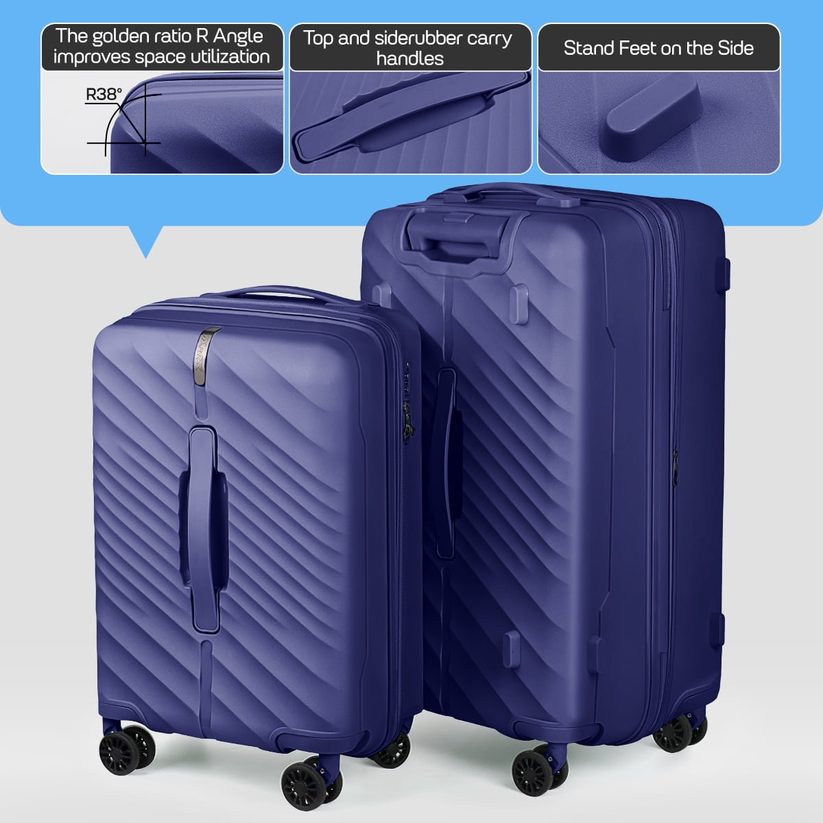 New York Xpress 26" Medium Checked Hardside Luggage,Expandable Suitcase with Spinner Wheels and TSA Lock, Blue - DQ135