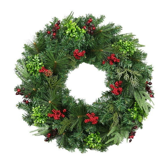 Jeco 32" Christmas Wreath with Red Berries in Multi-Color