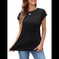 thumbnail image 3 of Camiseta de Verano para Mujer, Color Liso, Cuello Redondo, Corta, Color Negro, Talla XL, 3 of 8