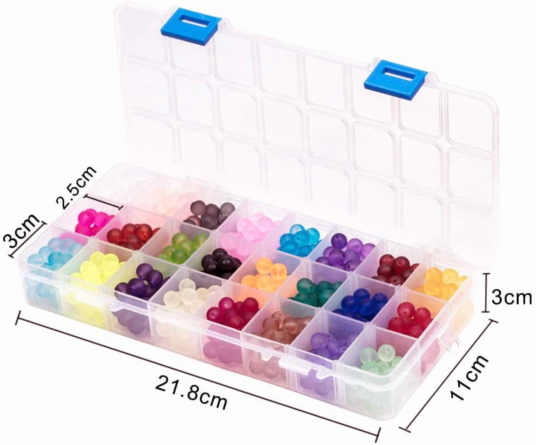 1Box 1 Box (about 480pcs) 24 Color 8mm Frosted Transparent Round Glass Beads Assortment Kits For Jewelry Making Hole: 1.3-1.6mm