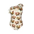 thumbnail image 5 of Wukai Colorful Roosters Chic One Shoulder Swimwear with Ruffle Design and Tummy Control Skirt: Fashionable, Supportive, Comfortable for Beach-Small, 5 of 7